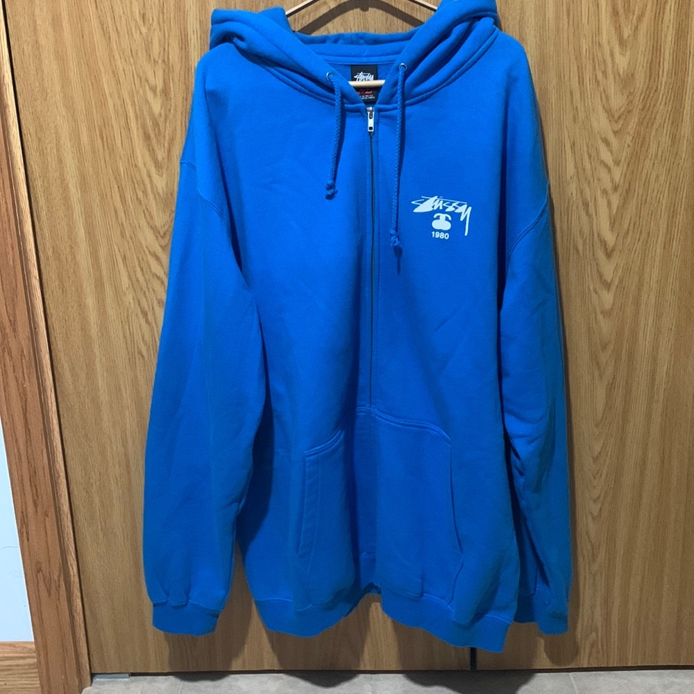 Blue Stussy Zip Up Hoodie Size XL